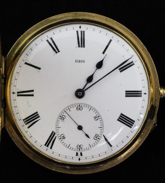 A late Victorian 18ct gold keyless lever half hunter pocket watch by Army & Navy Co-operative Society Ld, London,